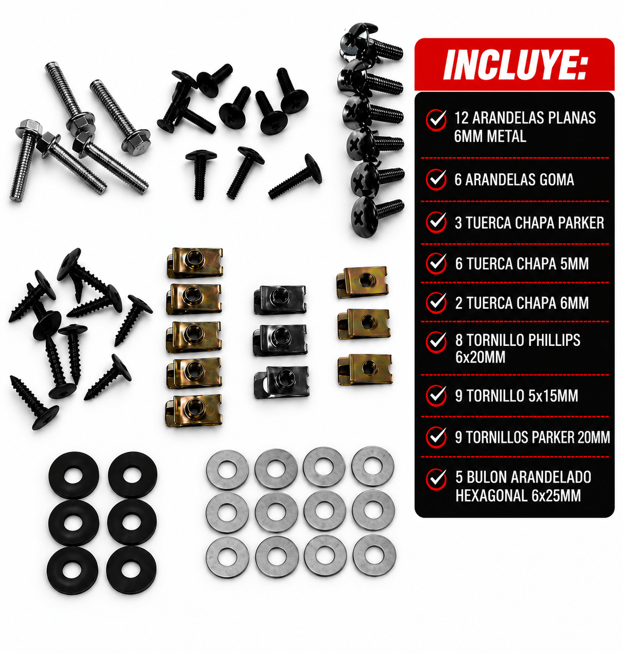 KIT TORNILLO + CHAPAS CARENADOS SMASH 110 60 PIEZAS