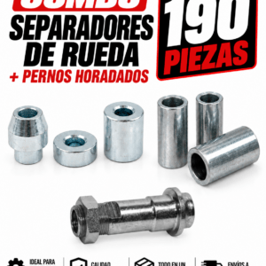 COMBO SEPARADORES RUEDA Y PERNOS HORADADOS 190 PZAS