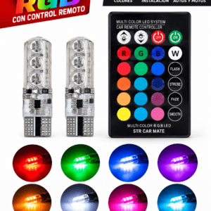 KIT LUZ RGB T10 MULTICOLOR CON CONTROL REMOTO