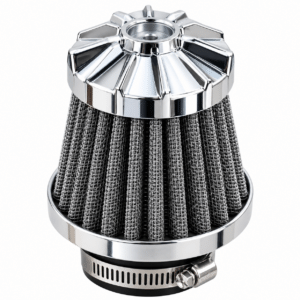 FILTRO AIRE TUNNING PLATEADO C/BOCAS ADAPTABLES 35,39 Y 42MM