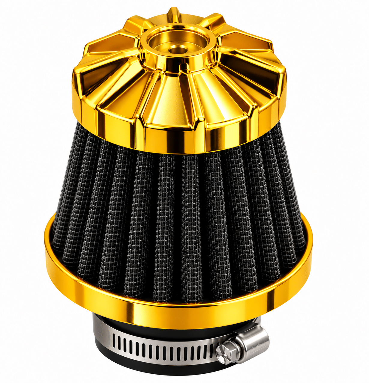 FILTRO AIRE TUNNING DORADO C/BOCAS ADAPTABLES 35,39 Y 42MM