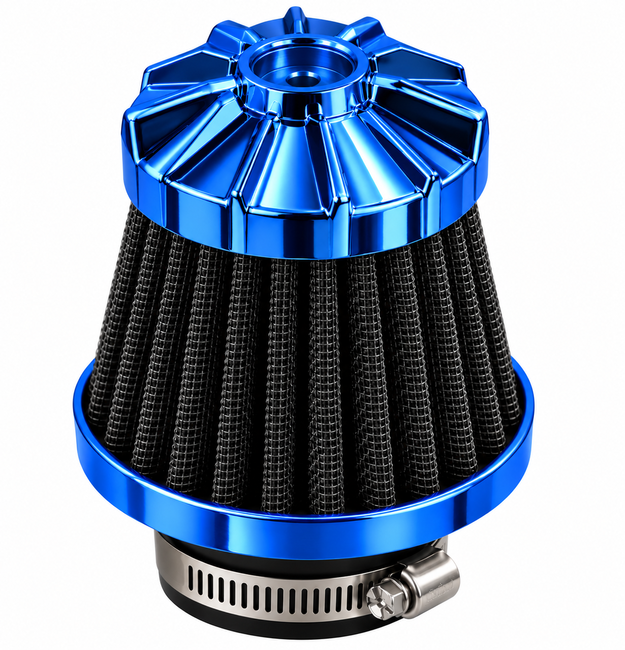 FILTRO AIRE TUNNING AZUL C/BOCAS ADAPTABLES 35,39 Y 42MM