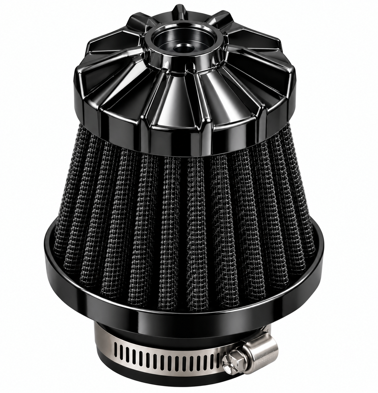 FILTRO AIRE TUNNING NEGRO C/BOCAS ADAPTABLES 35,39 Y 42MM