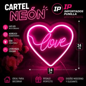 CARTEL NEON LOVE 24X24CM